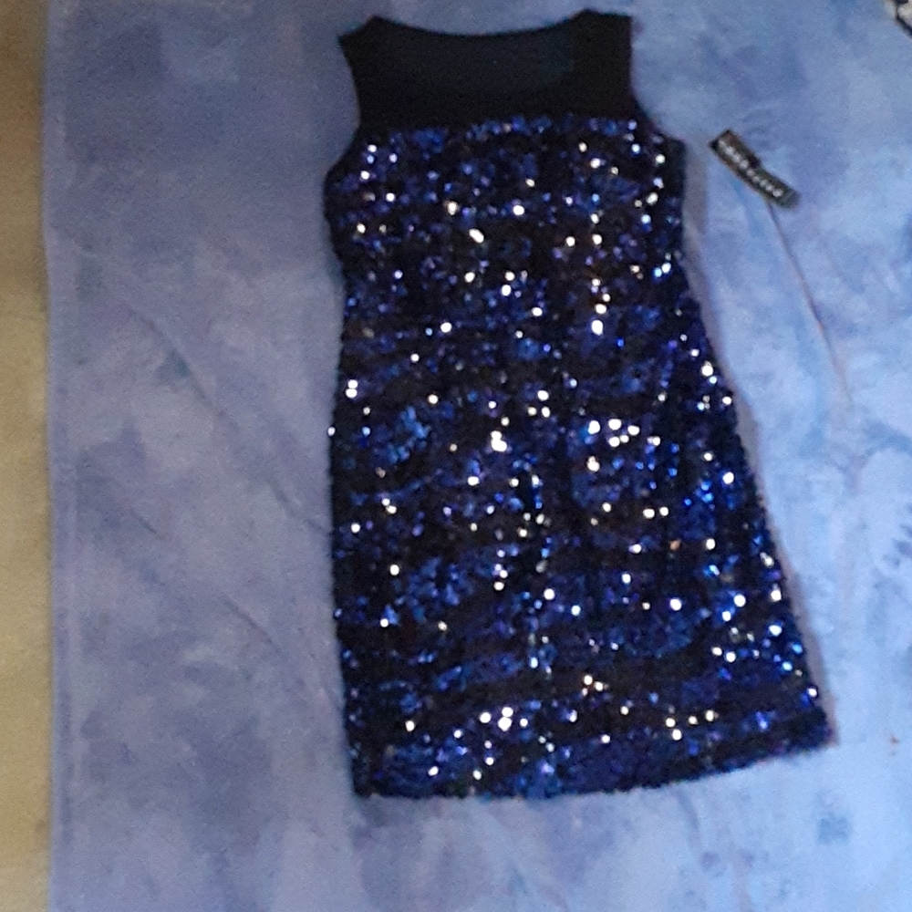 Blue and black sequined